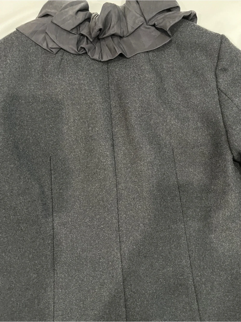 J. Crew Women's Charcoal Ruffle-Trim Wool Jacket
